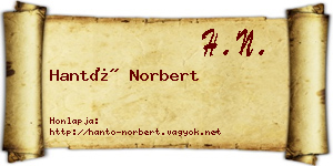 Hantó Norbert névjegykártya